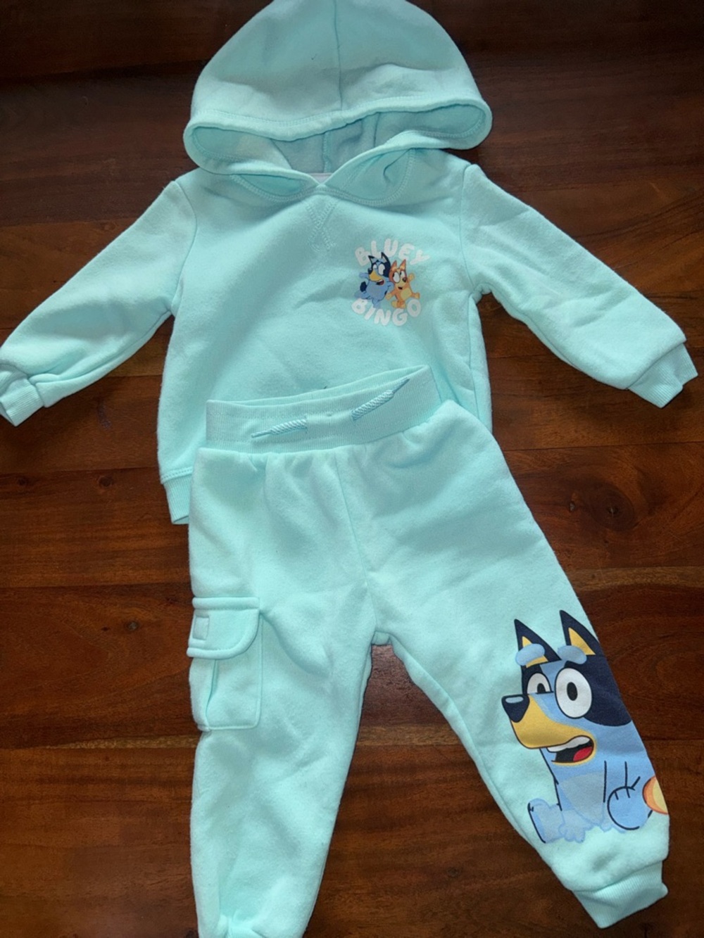 Kids Matching Hoodie and Jogger Set in Light‎ Aqua
